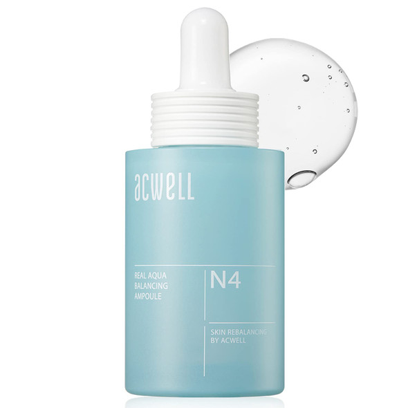 ACWELL Real Aqua Balancing and Hydrating Facial Ampoule Serum 1.18 fl.oz.  Moisturizing for Sensitive Skin Face serum for Men Women Seaweed Extract and Amino Acid