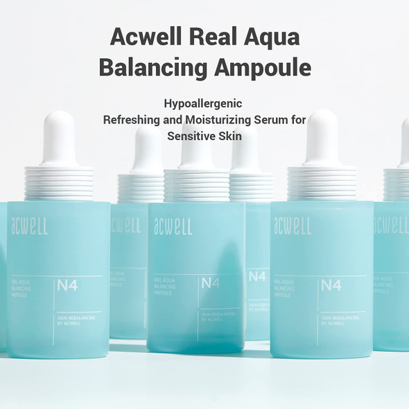 ACWELL Real Aqua Balancing and Hydrating Facial Ampoule Serum 1.18 fl.oz.  Moisturizing for Sensitive Skin Face serum for Men Women Seaweed Extract and Amino Acid