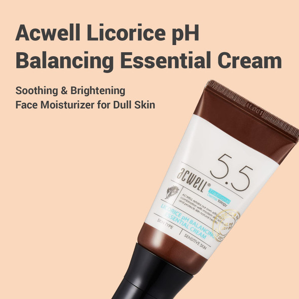 ACWELL Licorice pH Balancing Essential Cream  Facial Moisturizer for Sensitive Skin with Licorice Water Evens Hyperpigmentation for Dull Skin  Soothe  Moisturize Dry Skin 1.69oz.