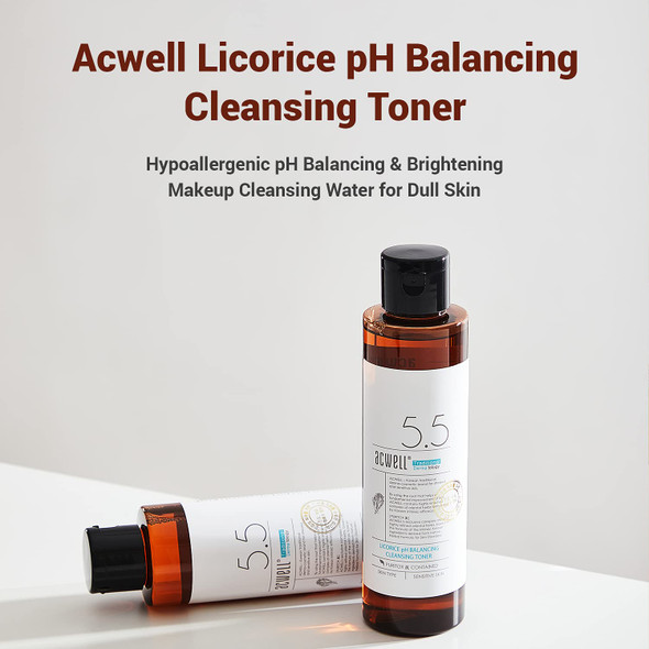 ACWELL Licorice pH Balancing Cleansing Toner 5.1 fl.oz.  PH5.5 Hydrating Makeup Cleansing Astringent  Skin Clearing Reduce Pigmentation Acne and Dark Spots
