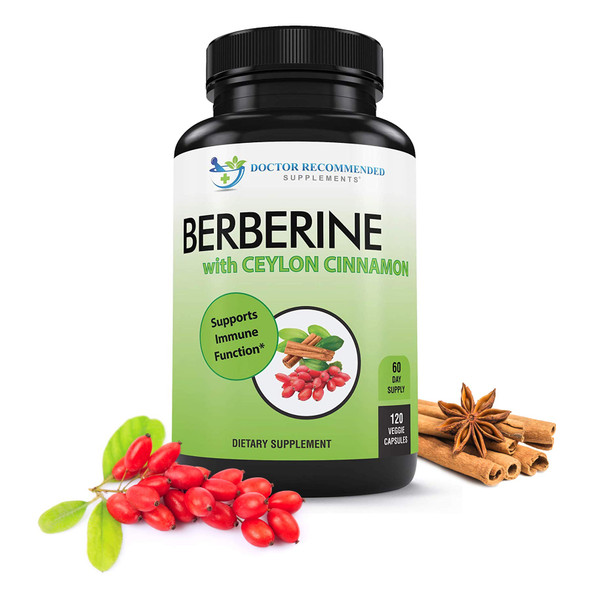 Berberine with Ceylon Cinnamon  1200mg Berberine  100mg Organic Ceylon Cinnamon  120 Veggie Capsules Healthy Immune System Cardiovascular Heart  Gastrointestinal Wellness