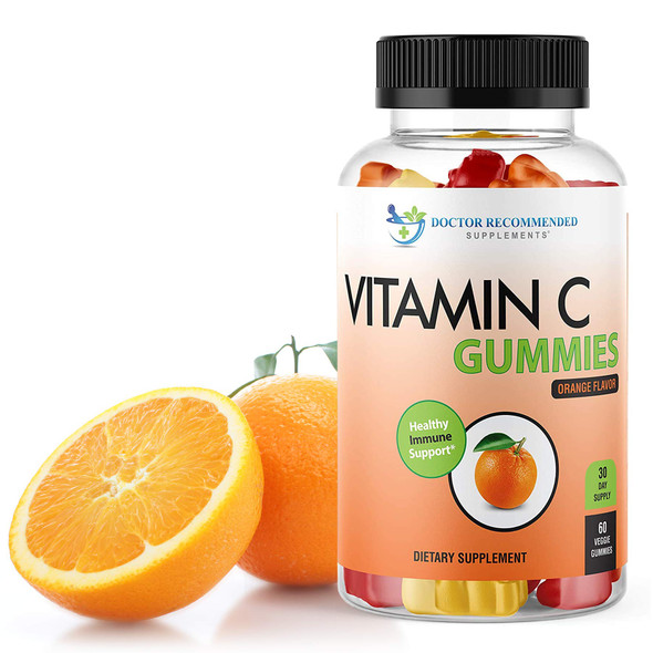 Vitamin C Gummies for Adults and Kids  80mg VIT C Per Serving as Ascorbic Acid  Pectin Based Gummy Immune Support with No High Fructose Corn Syrup Gluten or Artificial Sweeteners  60 Gummies