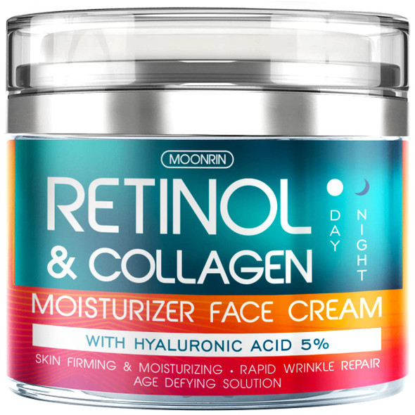 Retinol Cream for Face with Hyaluronic Acid Collagen Face Moisturizer for Women and Men  Advanced AntiAging Formula for Lifting Skin Reduce Wrinkles Fine Lines and Dryness 1.7 fl. Oz