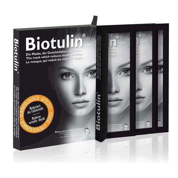 Biotulin Bio Cellulose Face Mask  Pack of 4  Anti Wrinkle Hydrating Mask Hyaluronic Acid  Anti Aging Ingredients