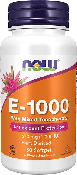 Now Foods E-1000 with Mixed Tocopherols 50 Softgels