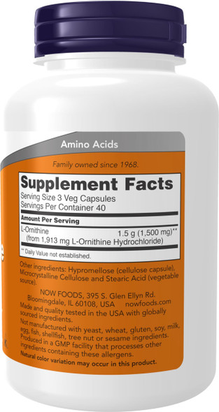 Now Foods L-Ornithine 500mg 60VC