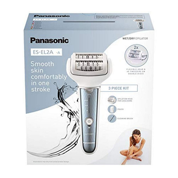 Panasonic ES-EL2A Wet and Dry Epilator with 3 Speeds & LED Light (Blue)