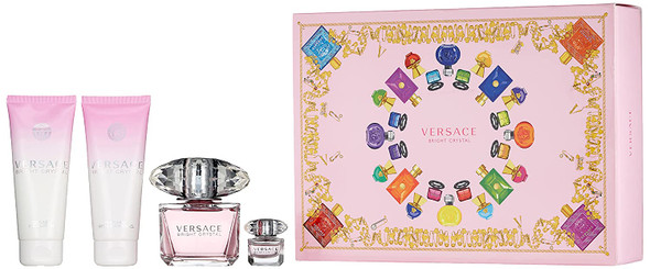 Versace Bright Crystal 4Pieces Set for Women Floral Fruity Fragnance 9.59 Fl Oz