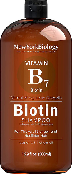 New York Biology Biotin Shampoo for Hair Growth and Thinning Hair with Apple Cider Vinegar Shampoo  Thickening Formula for Hair Loss Treatment  Helps Restore Shine Hair Gloss  16.9 fl. Oz