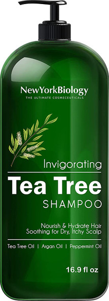 New York Biology Tea Tree Shampoo  Deep Cleanser  Relief for Dandruff and Dry Itchy Scalp  Therapeutic Grade  Helps Promote Hair Growth  16.9 fl Oz