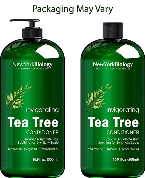 New York Biology Tea Tree Conditioner  Deep Cleanser  Relief for Dandruff and Dry Itchy Scalp  Therapeutic Grade  Helps Promote Hair Growth  16.9 fl Oz