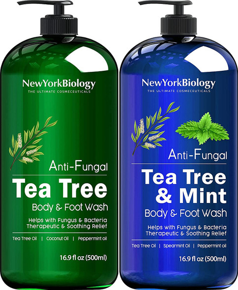 New York Biology Tea Tree Body Wash with Tea Tree Mint Body Wash for Men and Women  Helps Jock Itch  Itchy Skin Nail Fungus Athletes Foot Eczema  Body Odor Ringworms  16 Fl Oz