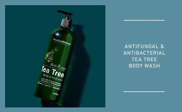 New York Biology Tea Tree Body Wash with Tea Tree Oil Foot Cream for Dry Cracked Feet  Helps Jock Itch  Itchy Skin Nail Fungus Athletes Foot Eczema  Body Odor Ringworms  Moisturizing Cream