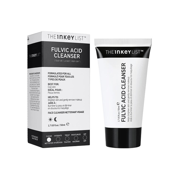 The INKEY List Mini Fulvic Acid Brightening Cleanser Gel Face Cleanser Gently Exfoliates and Removes Makeup Improves Uneven Skin Tone Travel Size 2 Pack 1.69 Fl Oz each