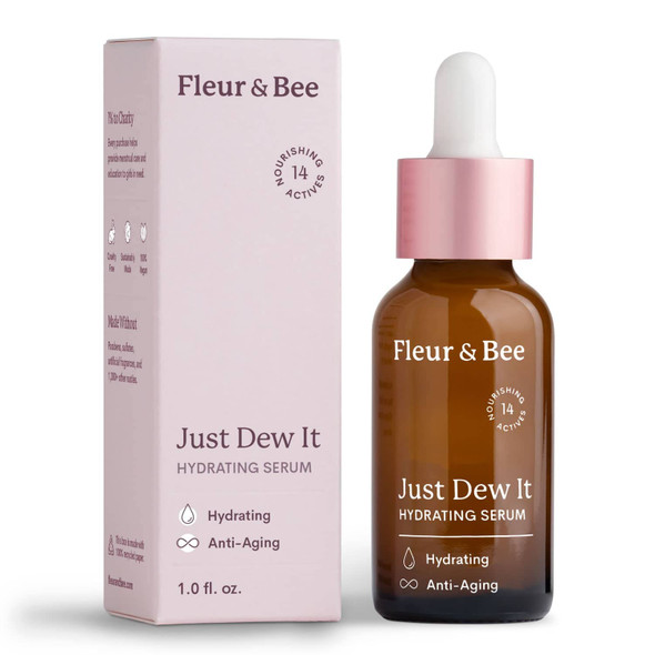 Hydrating and Anti Aging Face Serum With Natural 100 Vegan Ingredients  Hyaluronic Acid Serum for Sensitive and Dry Skin  Just Dew It by Fleur  Bee  1 fl oz