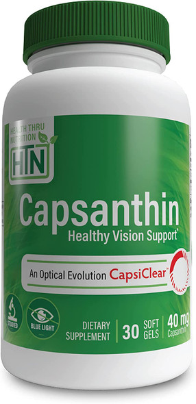 Health Thru Nutrition Capsanthin 40mg  Ultimate Eye Supplement  Healthy Vision Support  Blue Light Protection Dry Eye Relief as CapsiClear Derived from Capsicum Annuum  Pack of 30