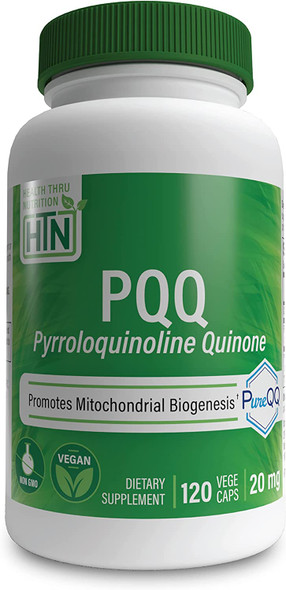 Pqq 20Mg Pyrroloquinoline Quinone As Pureqq  Promotes Motochondrial Biogenesis  Vegan Certified Nongmo Gluten Free  By Health Thru Nutrition Pack Of 120