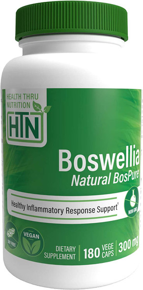 Boswellia BosPure 75 Boswellic Acids 10 AKBA  High Potency Non GMO 300mg VegeCapsules 180 Vegecaps