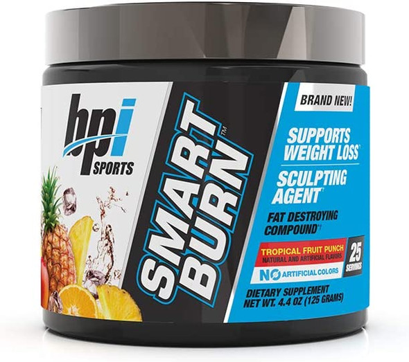 BPI Sports Smart burn  Weight Loss, Burn Fat, Energy  Carnitine, Cla, Green Tea, Caffeine, Theobromine, Dynamine  for Men & Women  No Artificial Colors  Fruit Punch  25 Servings  4.4 oz