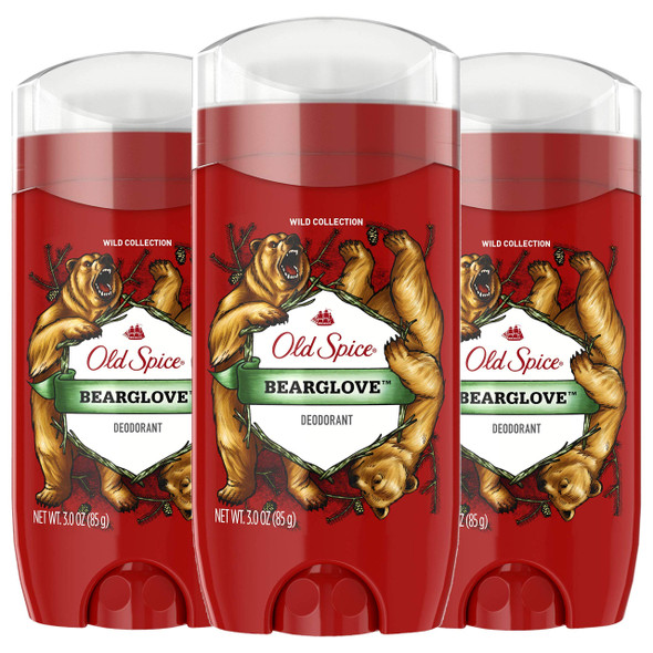 Old Spice Deodorant for Men, Bearglove Scent, Wild Collection, 3 oz, (Pack of 3)