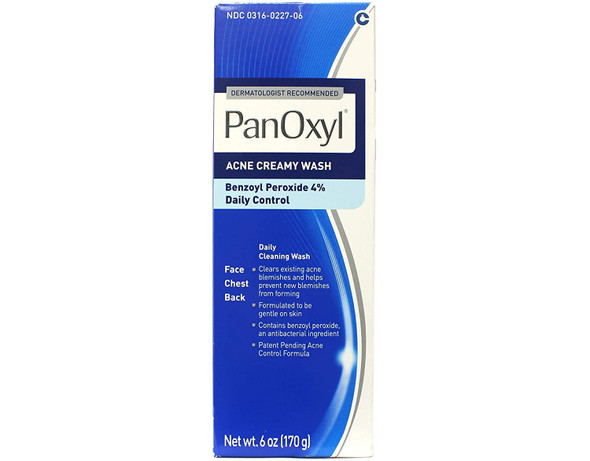 PanOxyl 4 Acne Creamy Wash, 4% Benzoyl Peroxide 6 oz (Pack of 4)