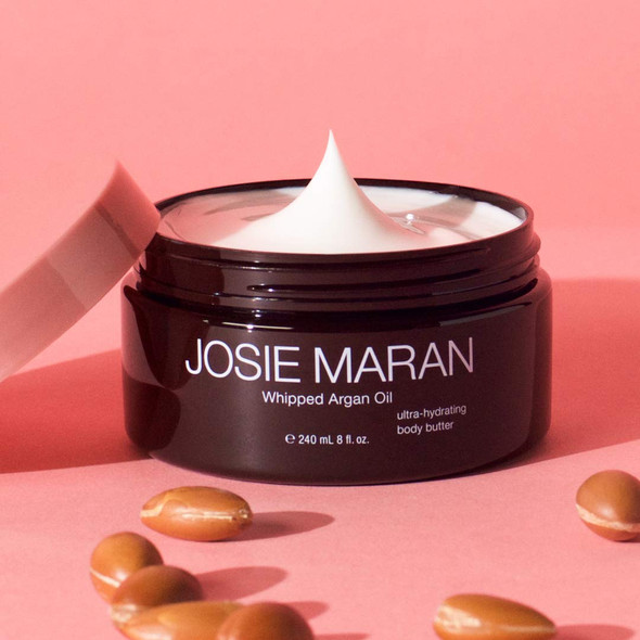 Josie Maran Whipped Argan Oil Body Butter - Immediate, Lightweight, and Long-Lasting Nourishment to Soften and Hydrate Skin (240ml/8.0oz, Unscented)