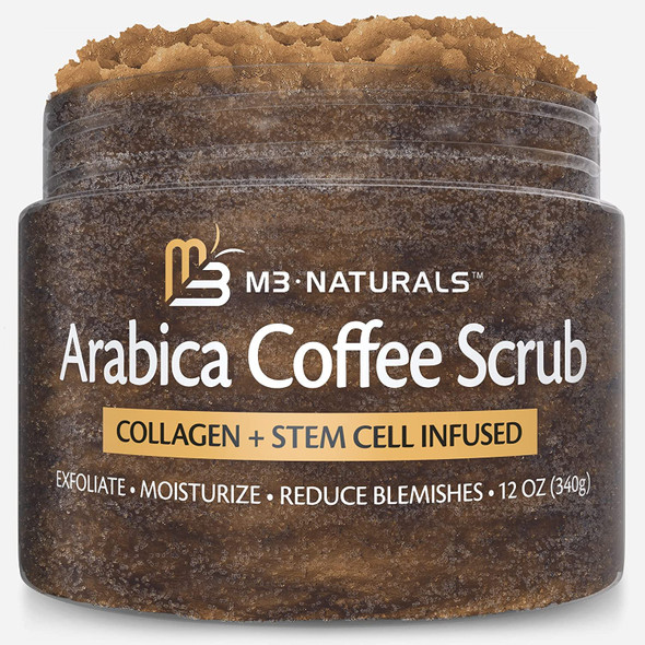 M3 Naturals Coffee Body Scrub with Body Brush Bundle