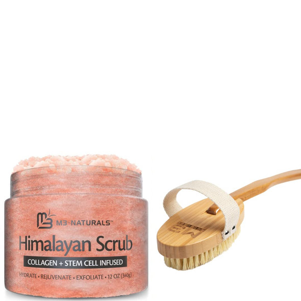 M3 Naturals Himalayan Body Scrub with Body Brush Bundle
