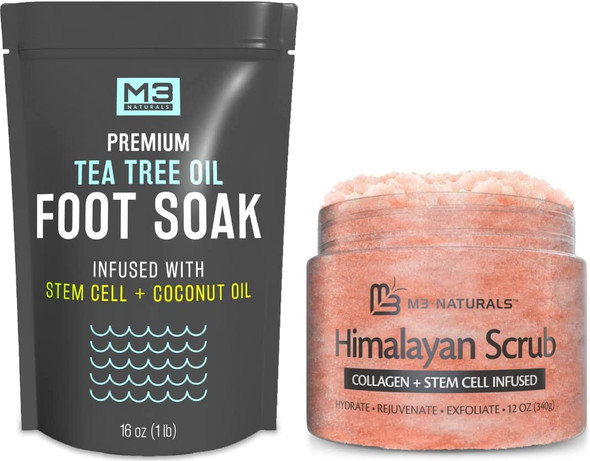 M3 Naturals Tea Tree Oil Foot Soak 16 oz + Himalayan Body Scrub 12 oz