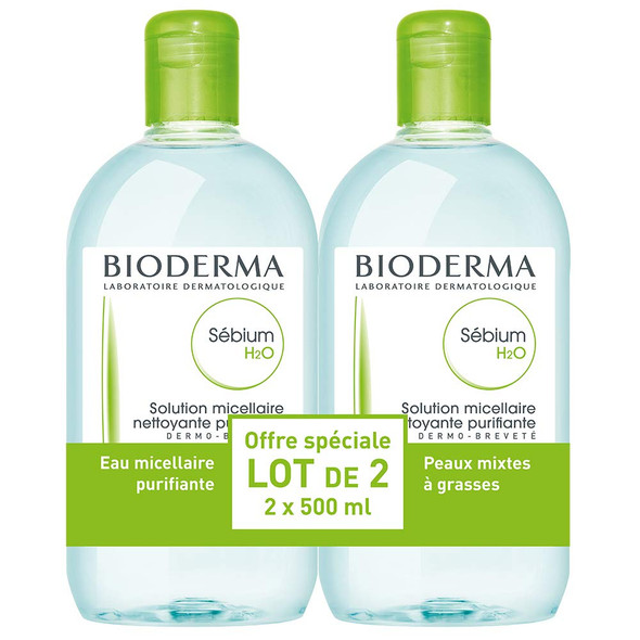 Bioderma Sebium H2O Micelle Solution, 2 x 500 ml