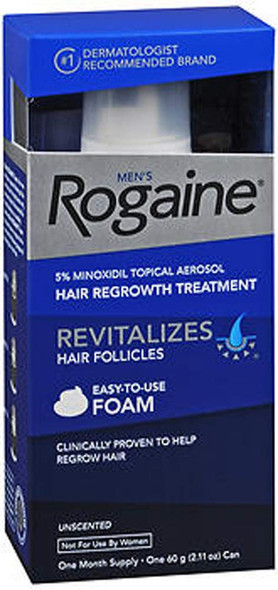 Rogaine Mens Hair Regrowth Foam 5% Unscented 1 Month Supply (Pack of 2)