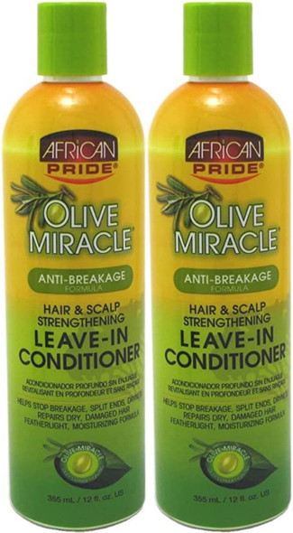 African Pride Olive Miracle Leave-In Conditioner 12oz (2 Pack)