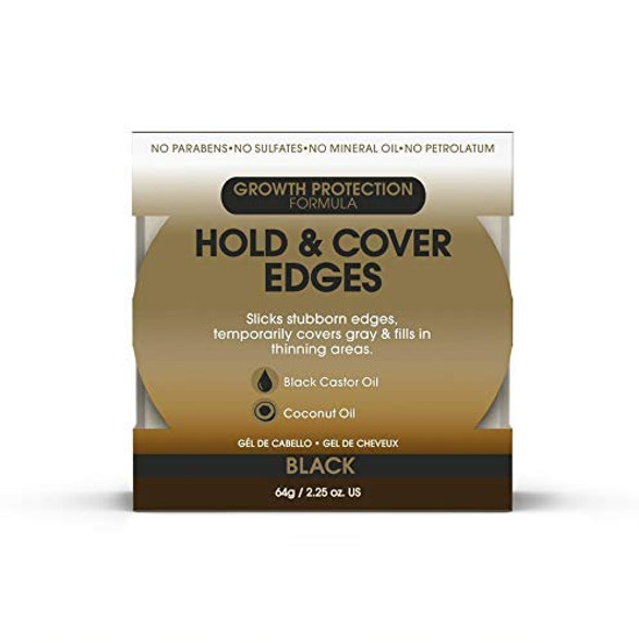 African Pride Black Castor Miracle Hold & Cover Edges - Slicks and Controls Edges, Covers Grays, Fills Thinning Areas, Contains Black Castor Oil & Coconut Oil, 2.25 oz