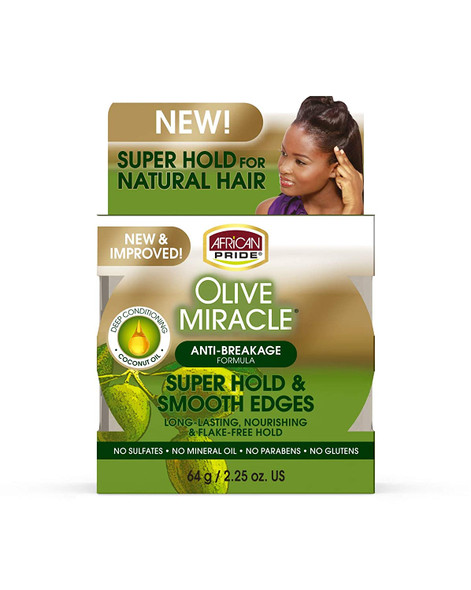 African Pride Olive Miracle Silky Smooth Edges 2.25 Ounce (66ml) (2 Pack)