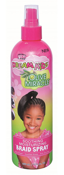 African Pride Dream Kids Olive Miracle Soothing Moisturizing Braid Spray 12 oz (Pack of 6)