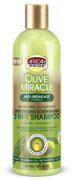 African Pride Olive Miracle 2-In-1 Shampoo 12 oz. (Pack of 2)