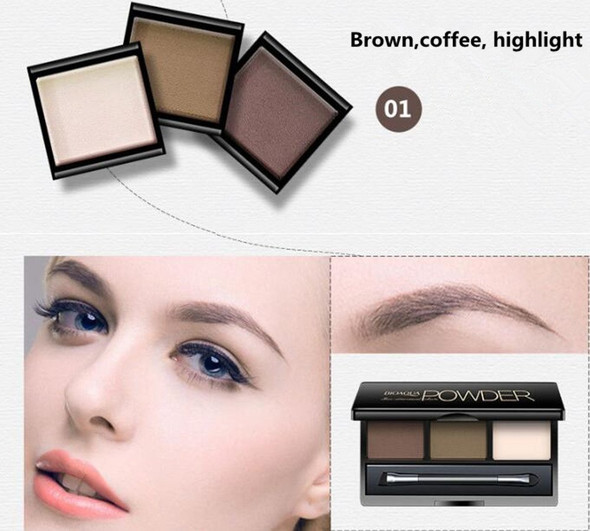 BIOAQUA Eyebrow Powder Palette Facial Makeup Powder Three Color Selection Eyeshadow Powder Highlighting Powder (#01)