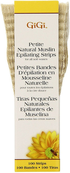 GiGi Natural Muslin Epilating Strips, Petite 100 ea (Pack of 10)