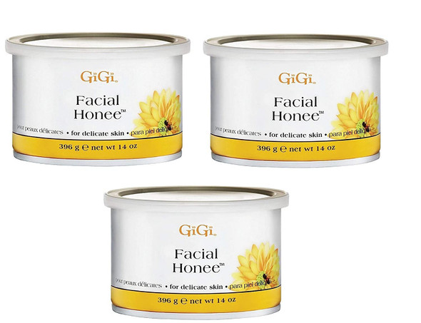 Gigi Tin Honee Wax Facial 14 Ounce Jar (Pack of 3)