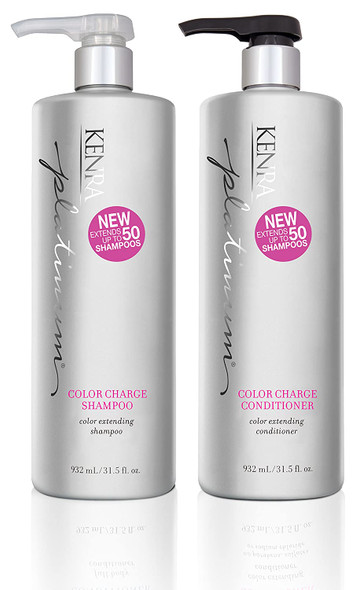 Kenra Platinum Color Charge Shampoo/Conditioner | Color Extending | Recharges Hair Color Up To 50 Washes |Lightweight Moisturizer |Maximum Color Retention |All Hair Types & Colors | 31.5 fl. Oz (Set)