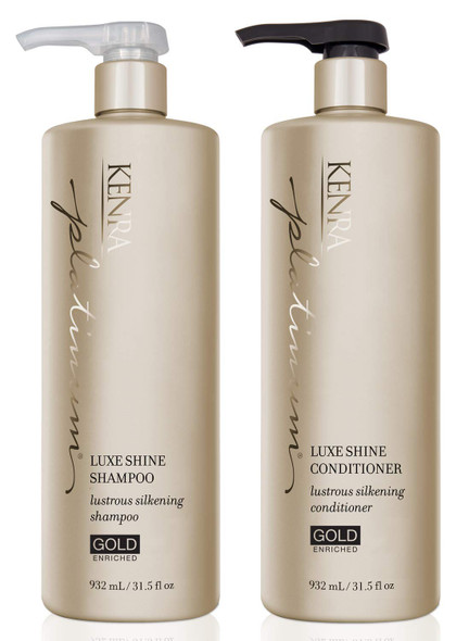 Kenra Platinum Luxe Shine Shampoo/Conditioner | Gold Enriched | Transforms Dull And Lifeless Strands To Glamorous And Full-Bodied Hair | All Hair Types | 31.5 fl. Oz (Set)