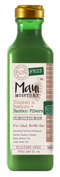 Maui Moisture Conditioner Bamboo Fibers 19.5 Ounce (577ml) (Pack of 3)