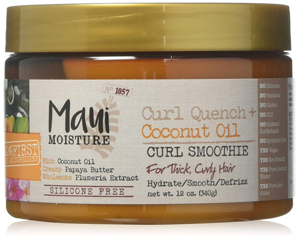 Maui Moisture Coconut Oil Curl Smoothie 12 Ounce Jar (354ml) (6 Pack)