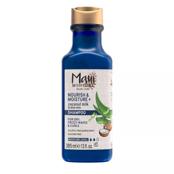 Maui Moisture Nourish & Moisture + Coconut Milk Shampoo to Hydrate and Detangle Curly Hair, Lightweight Daily Moisturizing Shampoo Vegan Silicone & Paraben-Free 13 fl oz