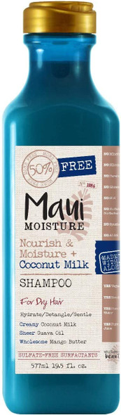 Maui Moisture Shampoo Coconut Milk 19.5 Ounce (Nourish) (577ml) (2 Pack)