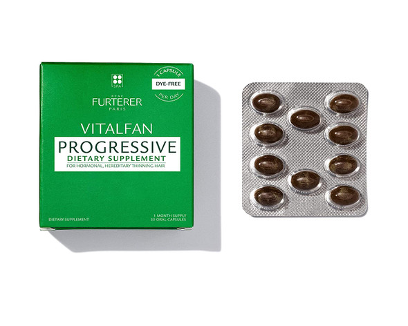 Rene Furterer VITALFAN Progressive Dietary Supplement - Hereditary & Hormonal , Plant-Based, Biotin, Drug Free, Dye Free 30 ct.