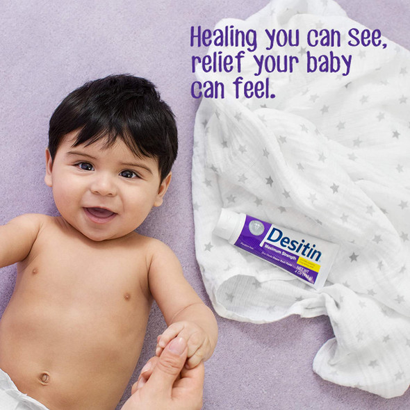 Desitin Maximum Strength Baby Diaper Rash Cream with 40% Zinc Oxide, Travel Size 2 Ounce