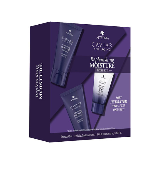 Alterna Caviar AntiAging Replenishing Moisture Travel Kit  For Dry Brittle Hair  Protects Restores  Hydrates  Sulfate Free Shampoo Conditioner and CC Cream