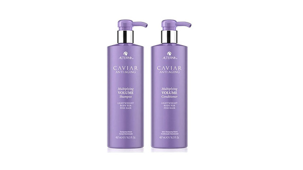 Alterna Caviar AntiAging Multiplying Volume Shampoo and Conditioner Jumbo Set 16.5oz each  For Fine Thin Hair  Create Instant Volume and Thickness  Sulfate Free