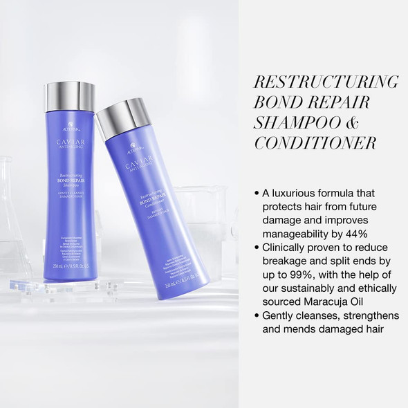 Alterna Caviar AntiAging Restructuring Bond Repair Shampoo and Conditioner Standard Set 8.5oz each  Rebuilds  Strengthens Damaged Hair  Sulfate Free